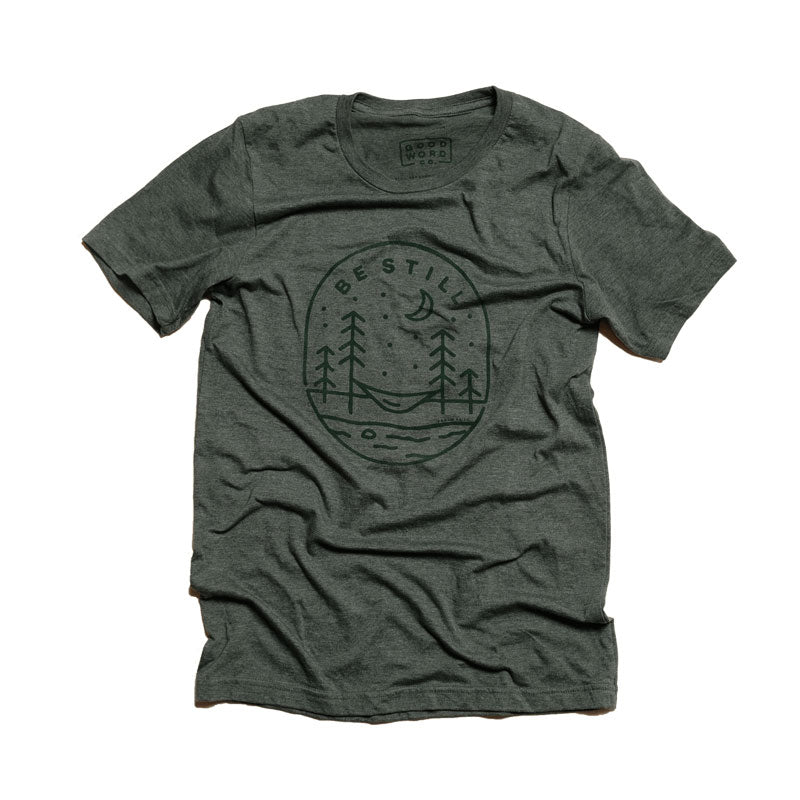 Be Still Good Word Co. shirt inspired by the Bible verse Psalm 46:10.