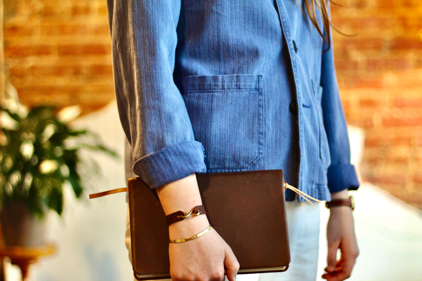 S Hook Leather Bracelet
