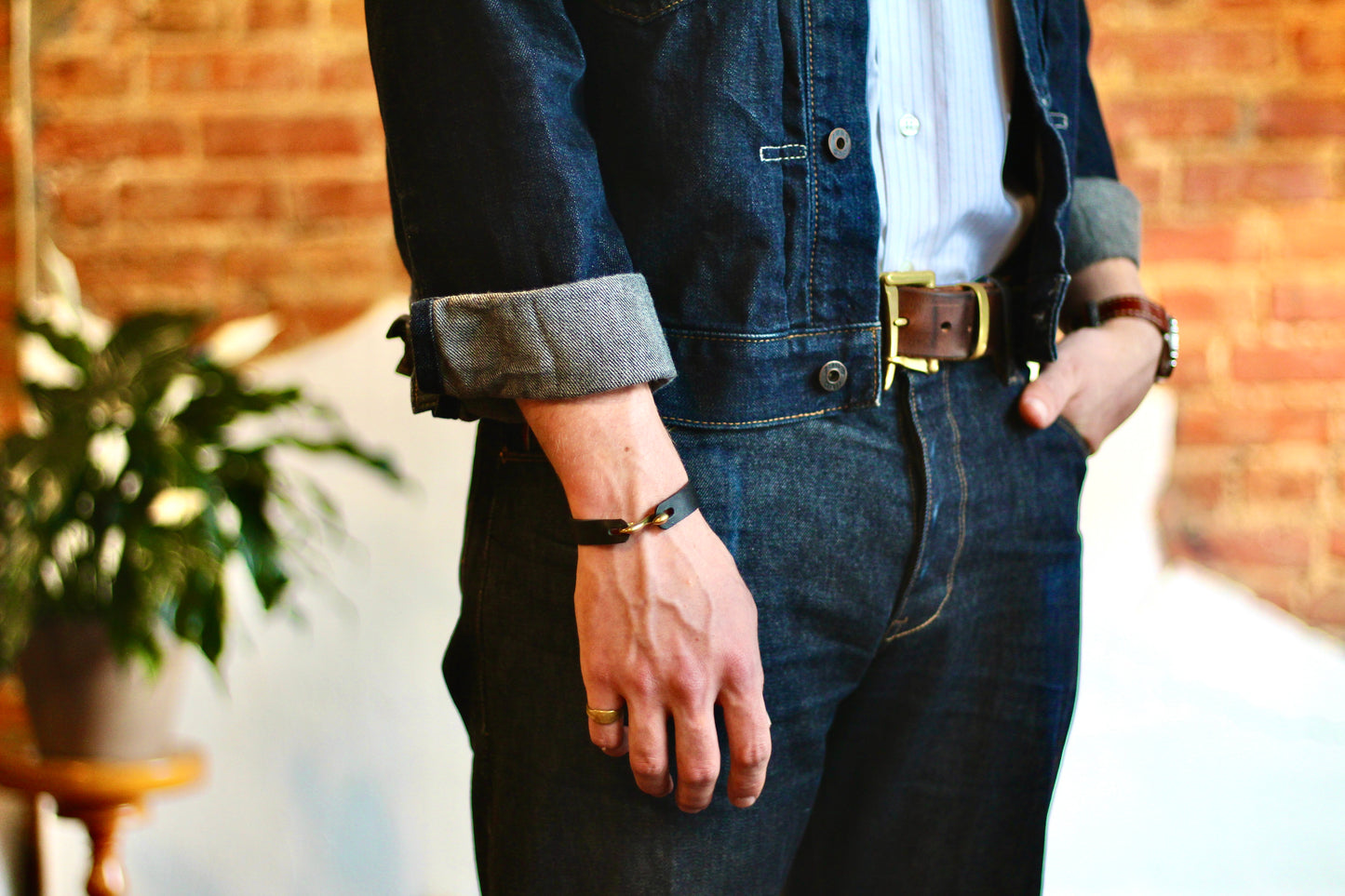 S Hook Leather Bracelet