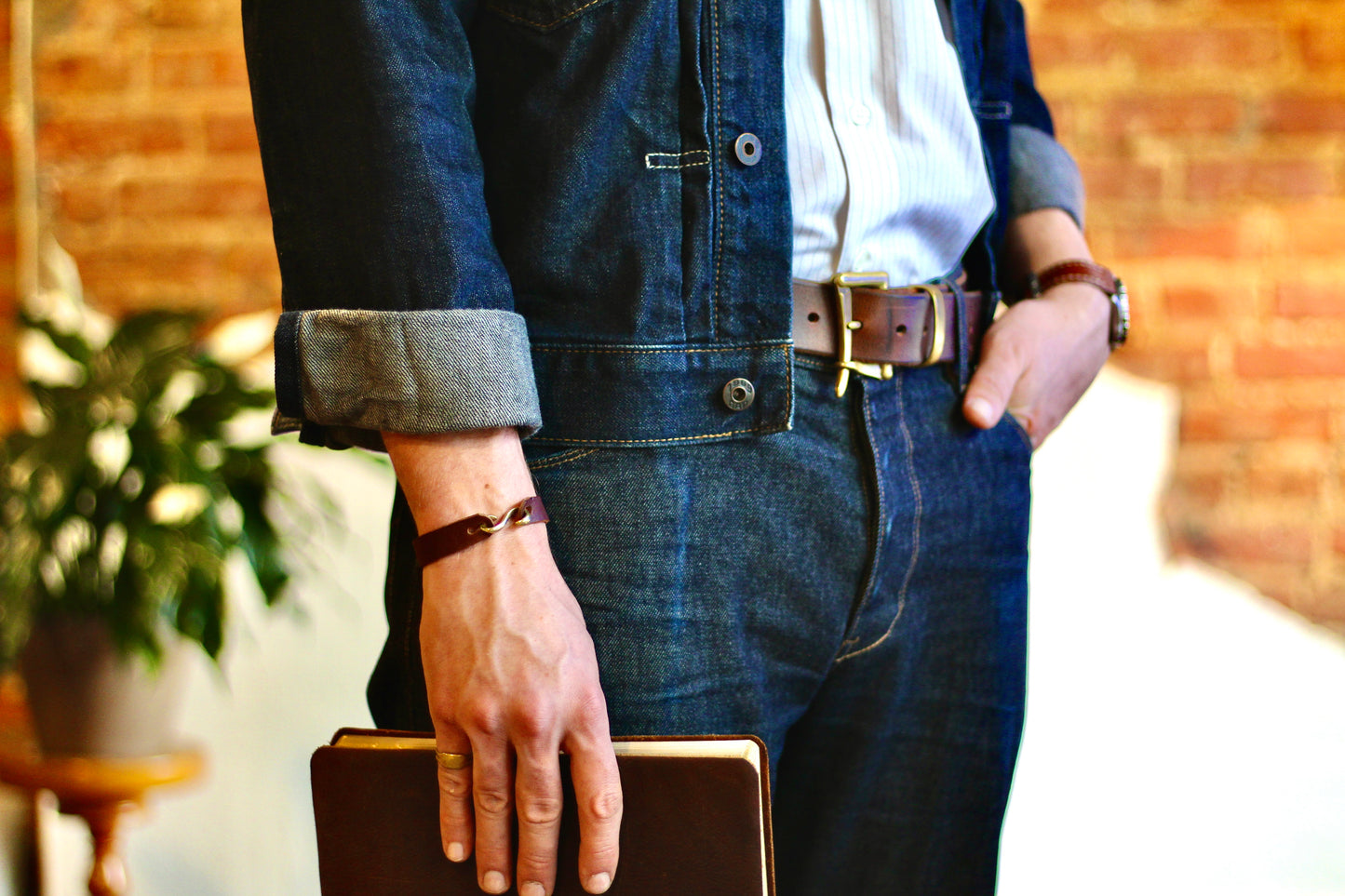 S Hook Leather Bracelet