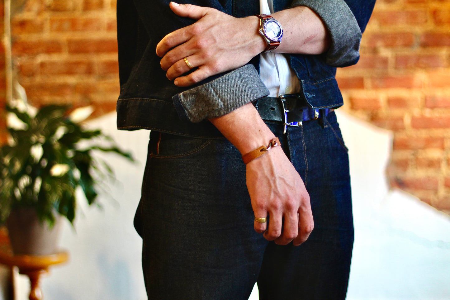 S Hook Leather Bracelet