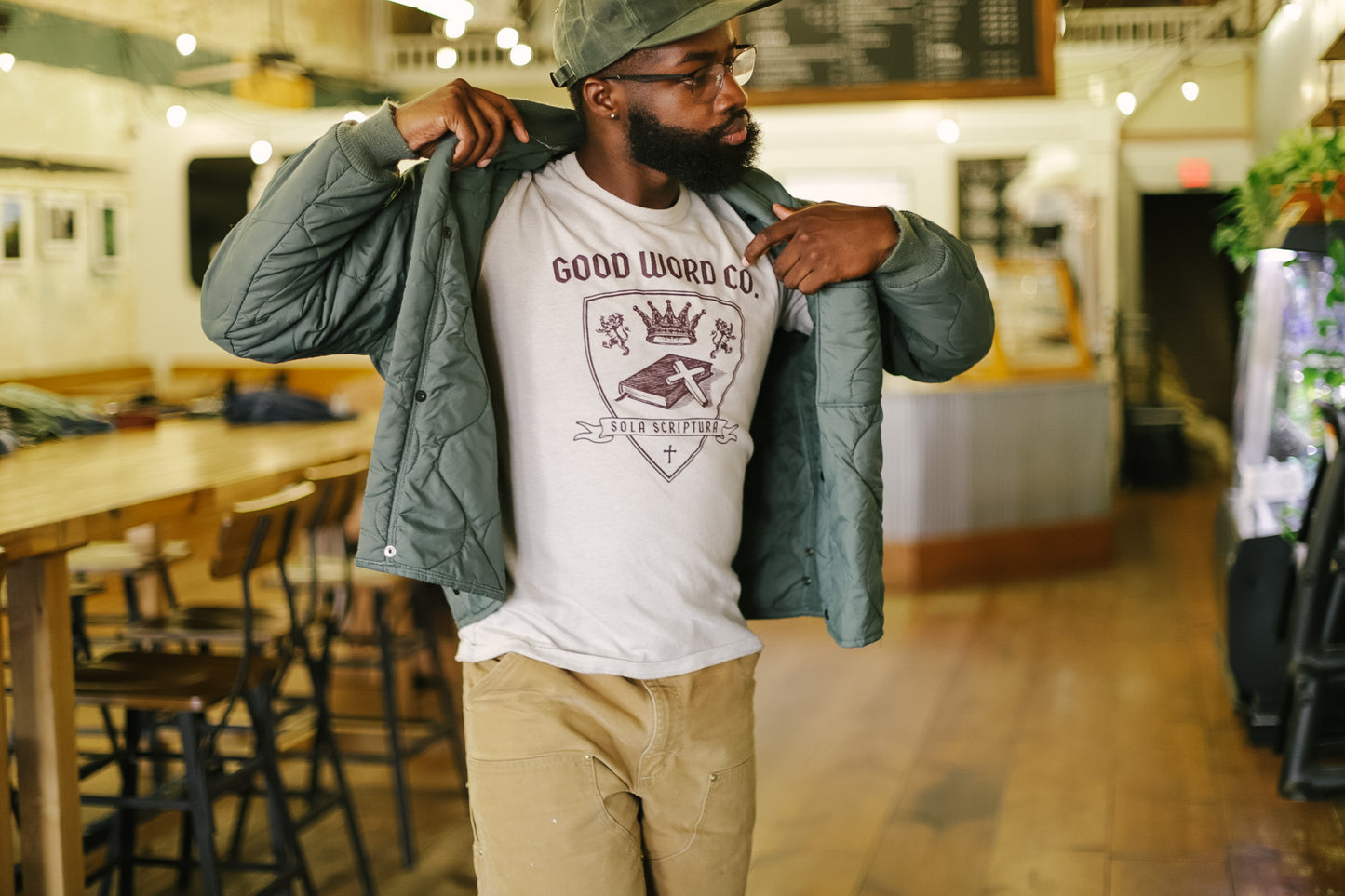 Sola Scriptura Collegiate Shirt - Bone